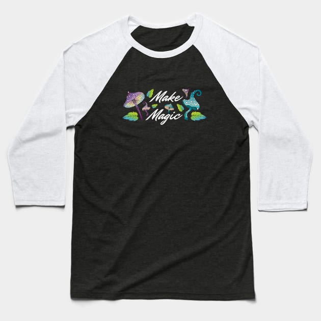 Make magic fairy green mushrooms Baseball T-Shirt by annaazart